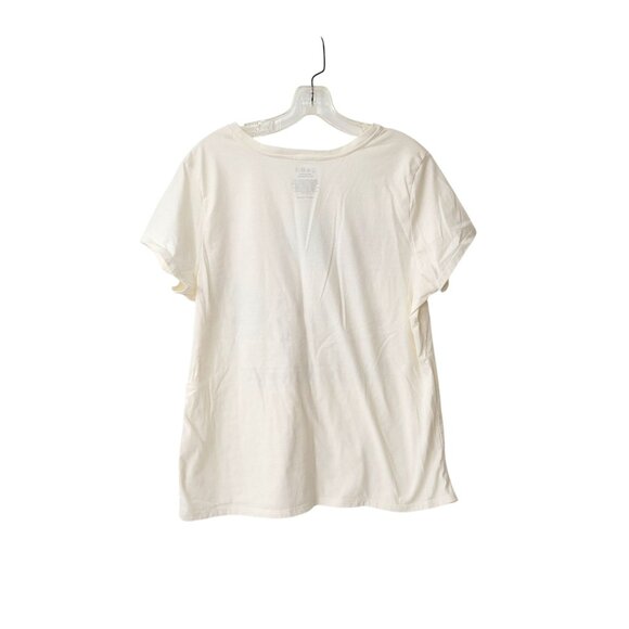 Wild Flowers Graphic T-Shirt Womens L Cream Short Sleeve Casual Top Cotton Blend - Picture 2 of 4